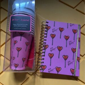 ❤️ Betsey Johnson journal notebook and 16 matching to go  coffee cups